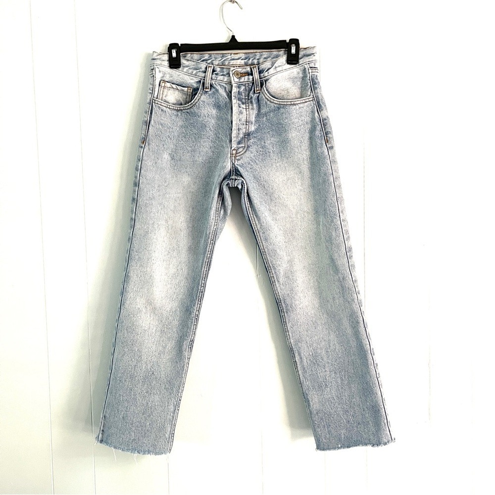 John Galt Brandy Melville Light Wash Straight Leg Raw Hem Jeans Size M Y2K